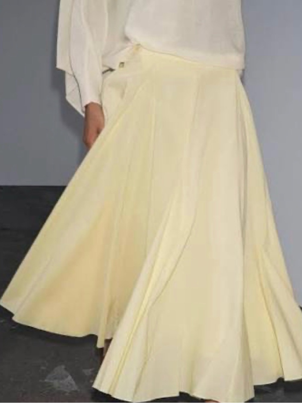 Zara yellow flared cotton midi skirt